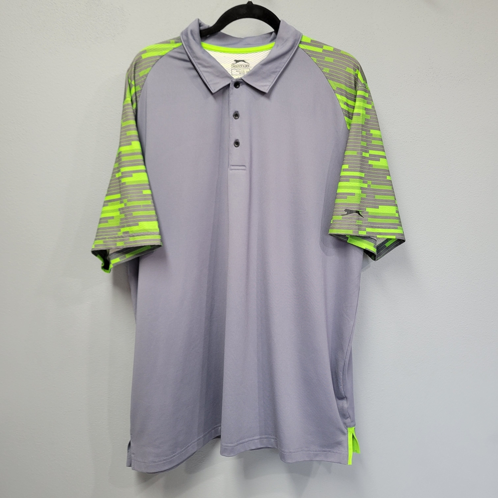 Slazenger Gray and Neon Green Polo Shirt